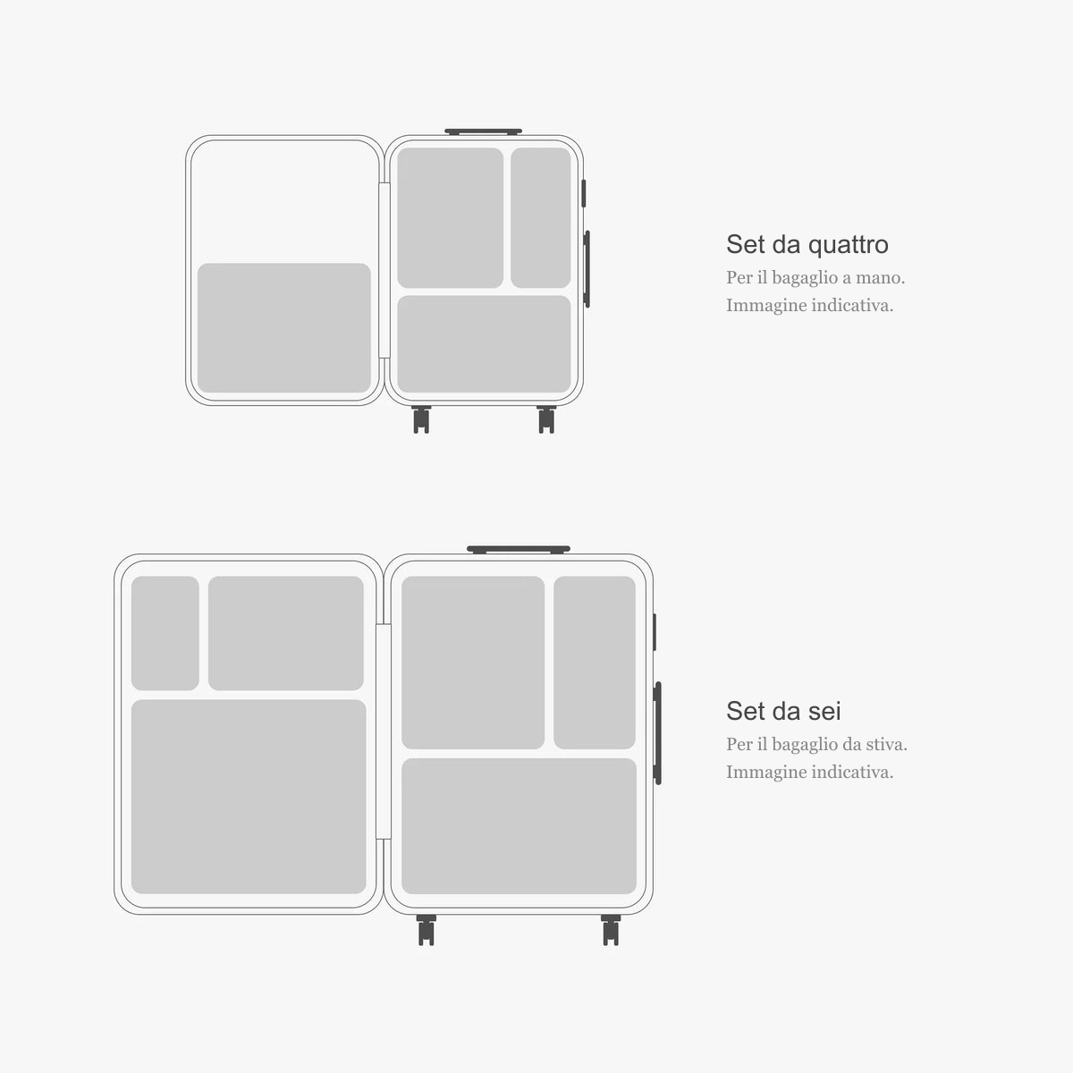 Organizer da valigia comprimibili ALTAIR per tenere in ordine il contenuto