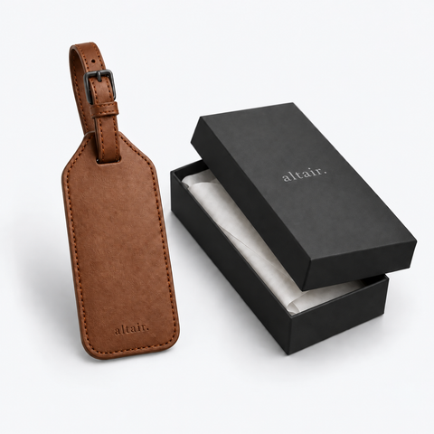 ALTAIR leren bagagelabel · Bruin